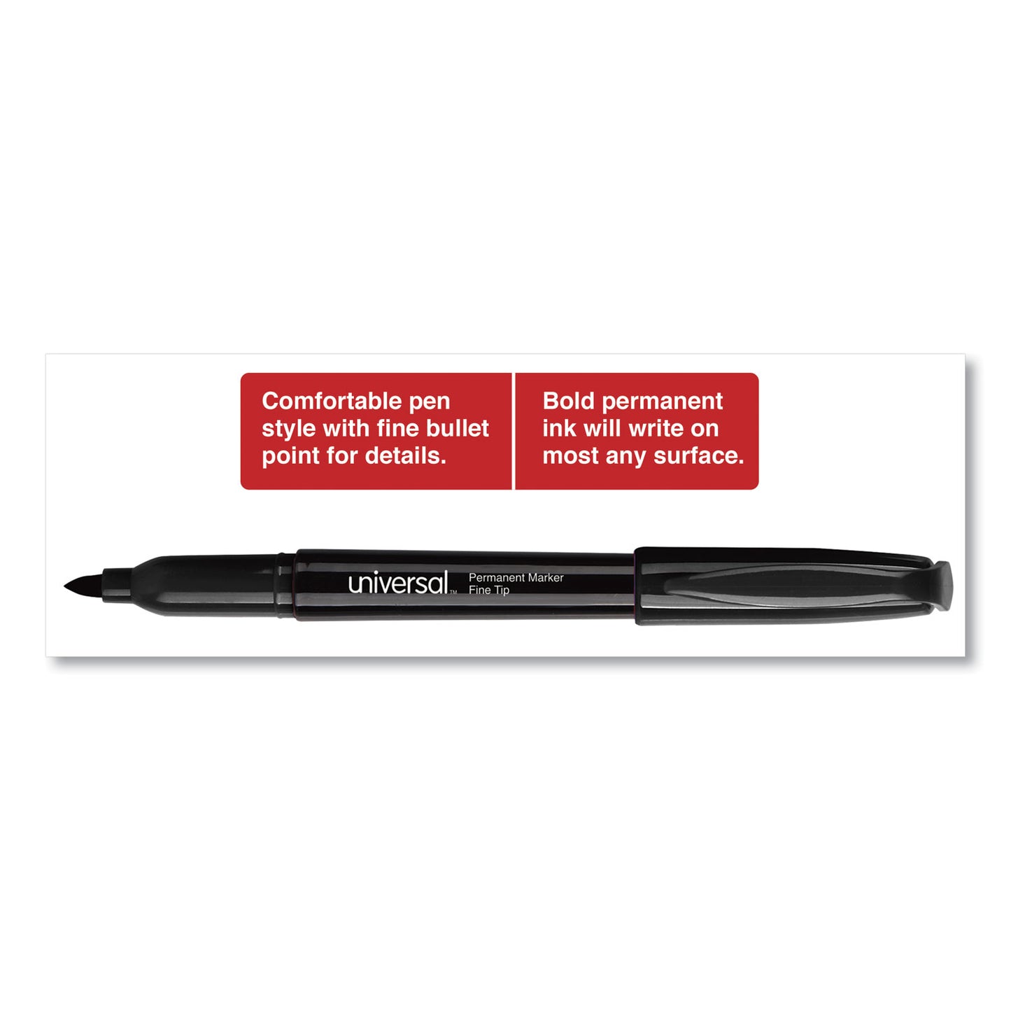 Universal Pen-Style Permanent Marker Value Pack, Fine Bullet Tip, Black, 60/Pack (07074)