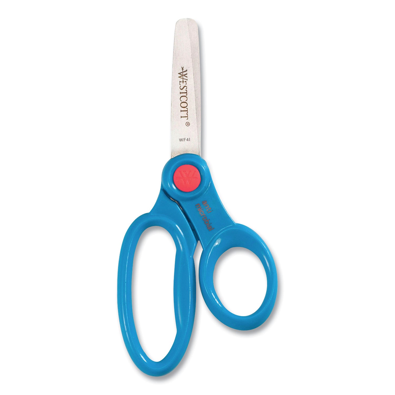 Westcott Kids' Scissors with Antimicrobial Protection, Rounded Tip, 5" Long, 2" Cut Length, Straight Assorted Color Handles, 12/Pack (14871)