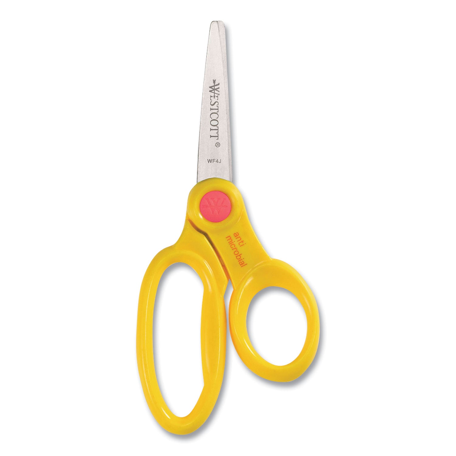 Westcott Scissor Caddy with Kids' Scissors, Pointed Tip, 5" Long, 2" Cut Length, Straight Assorted Color Handles, 24/Set (14755)