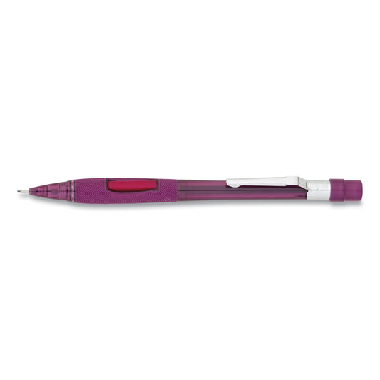 Pentel Quicker Clicker Mechanical Pencil, 0.9 mm, HB (#2), Black Lead, Transparent Burgundy Barrel (PD349TB)