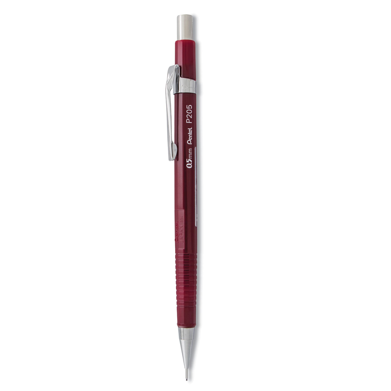 Pentel Sharp Mechanical Pencil, 0.5 mm, HB (#2), Black Lead, Burgundy Barrel (P205B)