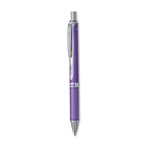 Pentel EnerGel Alloy RT Gel Pen, Retractable, Medium 0.7 mm, Violet Ink, Violet Barrel (BL407VV)