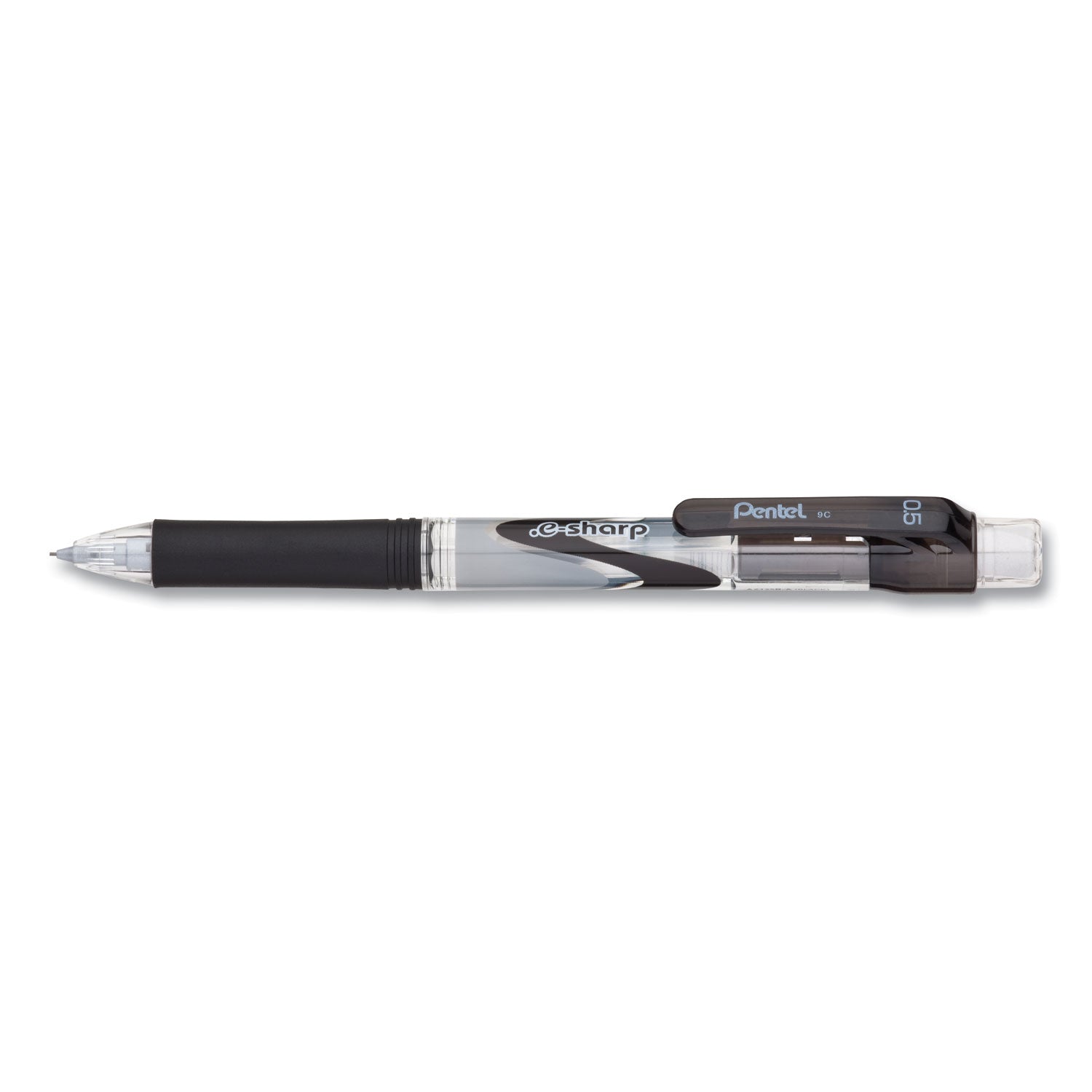 Pentel .e-Sharp Mechanical Pencil, 0.5 mm, HB (#2), Black Lead, Black Barrel, Dozen (AZ125A)