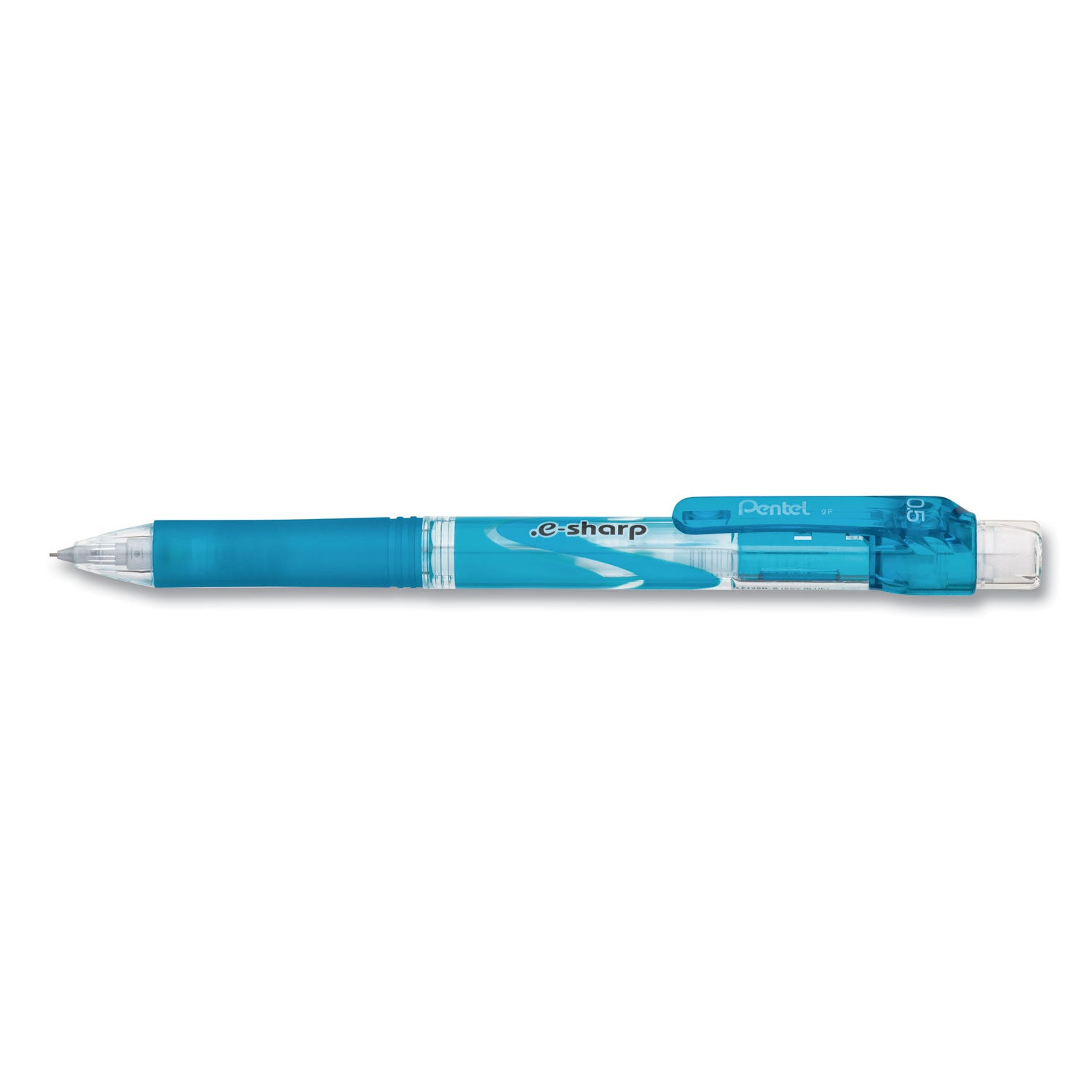 Pentel .e-Sharp Mechanical Pencil, 0.5 mm, HB (#2), Black Lead, Sky Blue Barrel, Dozen (AZ125S)