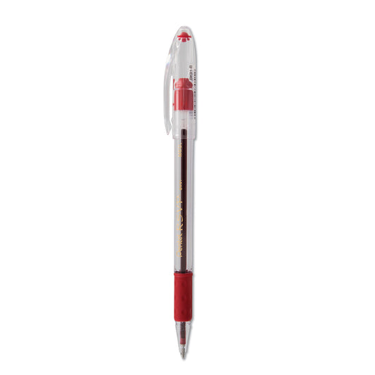 Pentel R.S.V.P. Ballpoint Pen, Stick, Medium 1 mm, Red Ink, Clear/Red Barrel, Dozen (BK91B)