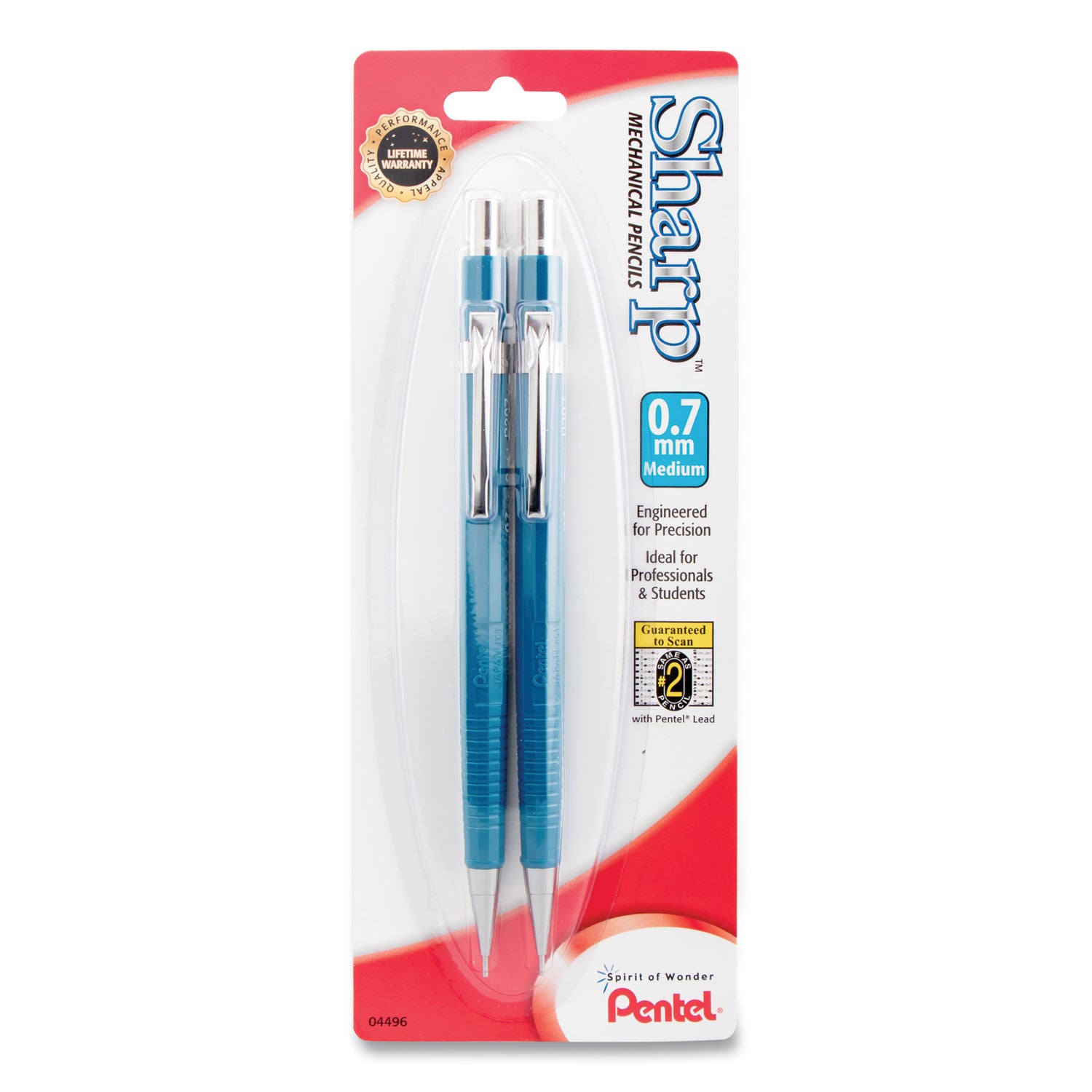 Pentel Sharp Mechanical Pencil, 0.7 mm, HB (#2), Black Lead, Blue Barrel, 2/Pack (P207BP2K6)