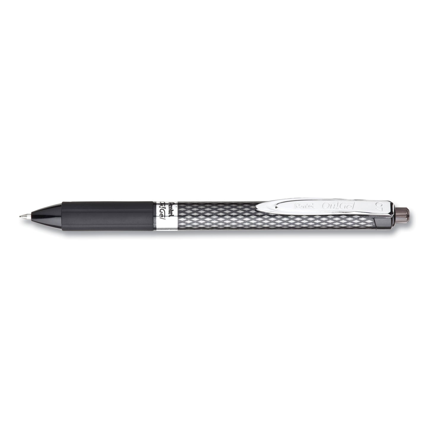 Pentel Oh! Gel Pen, Retractable, Medium 0.7 mm, Black Ink, Black Barrel, Dozen (K497A)