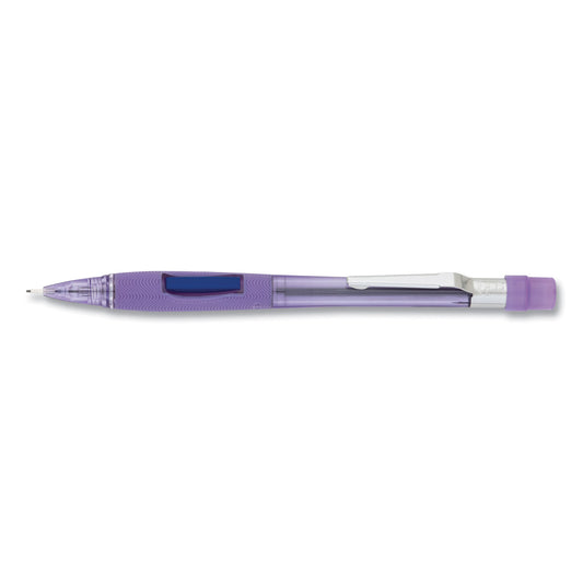 Pentel Quicker Clicker Mechanical Pencil, 0.7 mm, HB (#2), Black Lead, Transparent Violet Barrel (PD347TV)