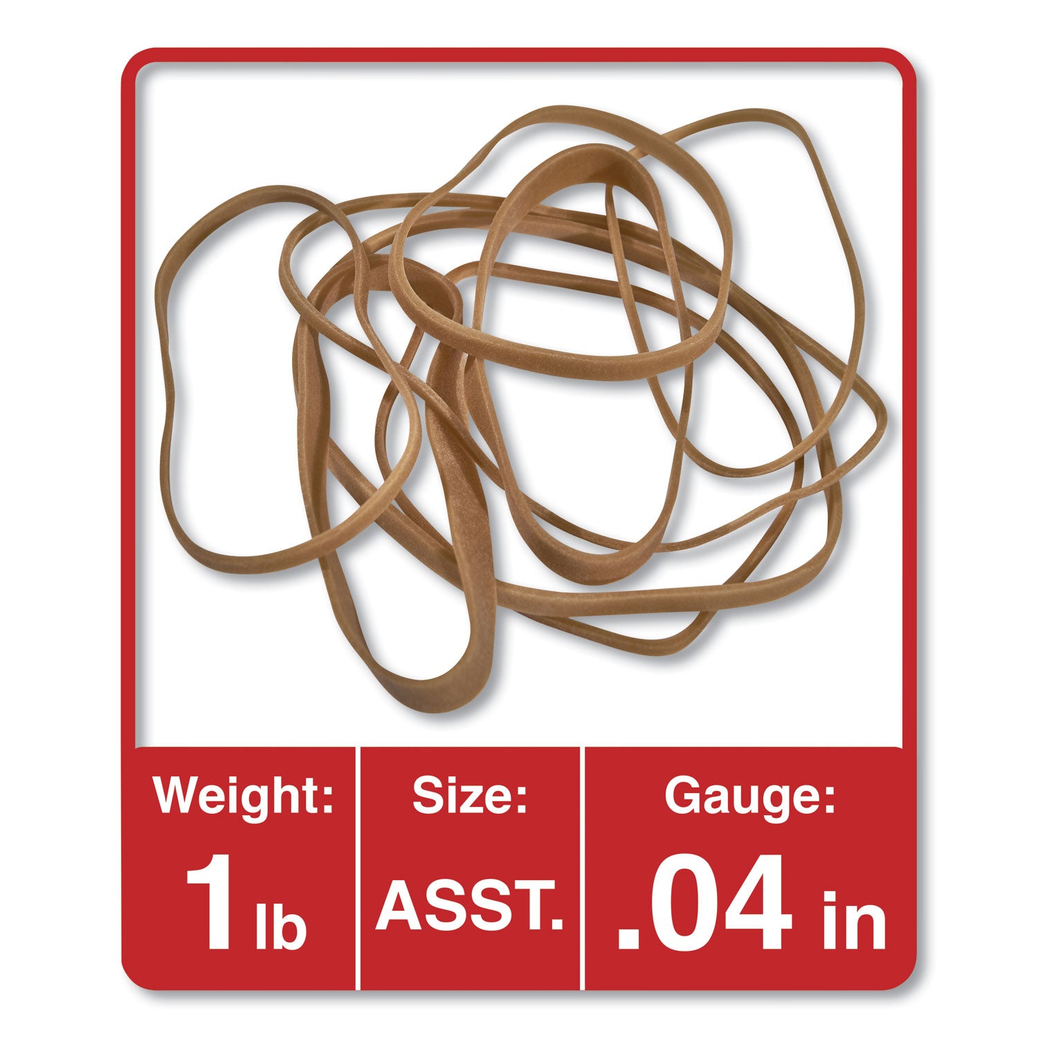 Universal Rubber Bands, Size 54 (Assorted), Assorted Gauges, Beige, 1 lb Box (00154)