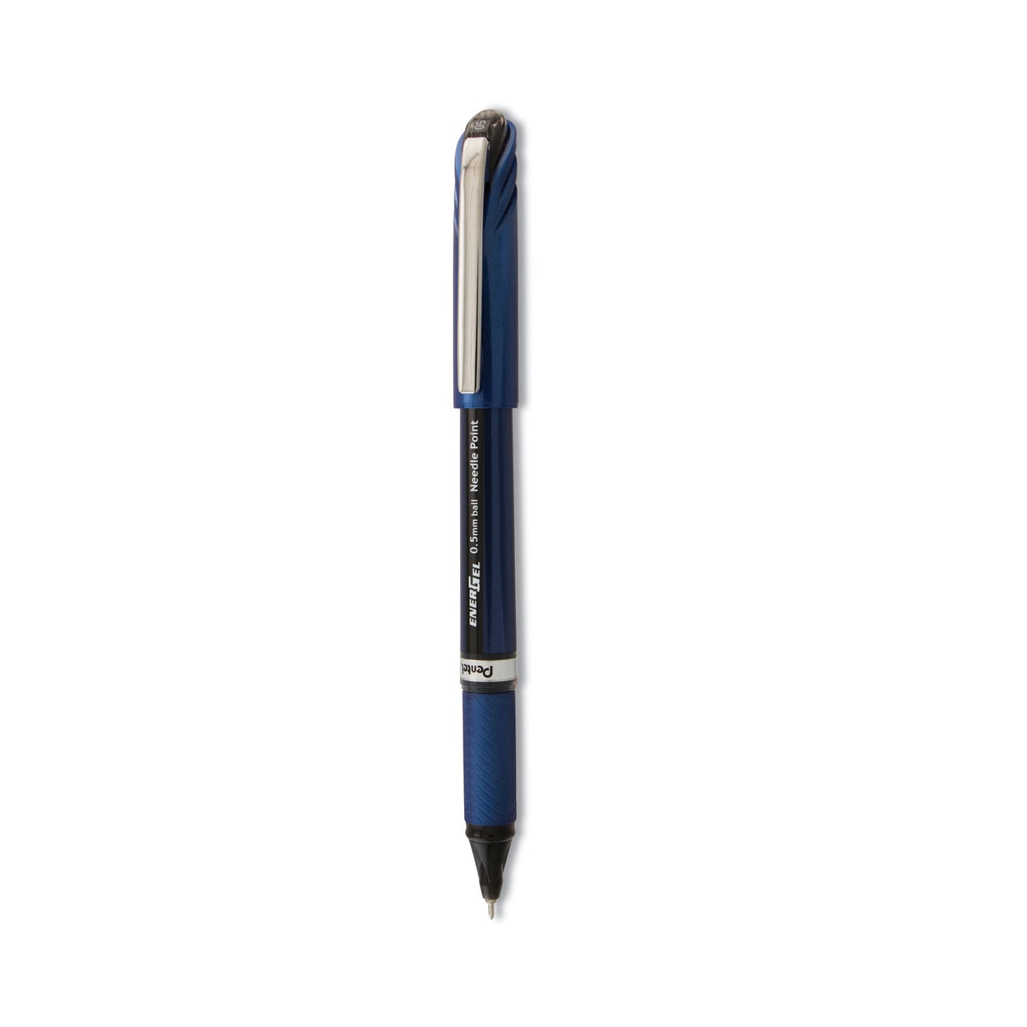 Pentel EnerGel NV Gel Pen, Stick, Fine 0.5 mm Needle Tip, Black Ink, Blue/Black Barrel, Dozen (BLN25A)