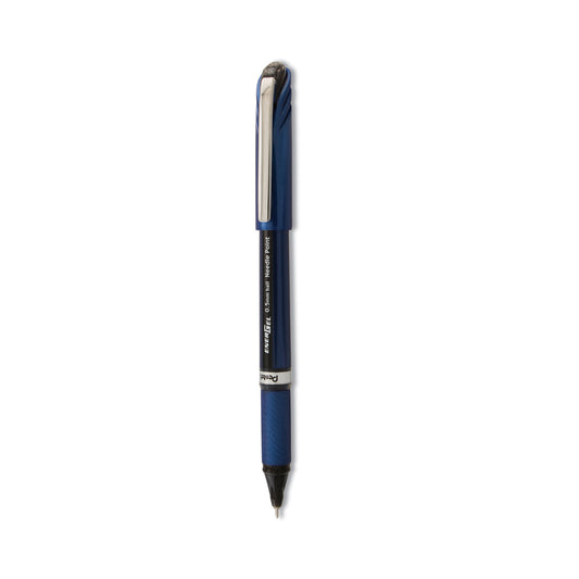 Pentel EnerGel NV Gel Pen, Stick, Fine 0.5 mm Needle Tip, Black Ink, Blue/Black Barrel, Dozen (BLN25A)