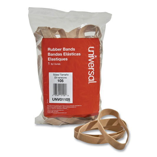 Universal Rubber Bands, Size 105, 0.06" Gauge, Beige, 1 lb Box, 55/Pack (01105)