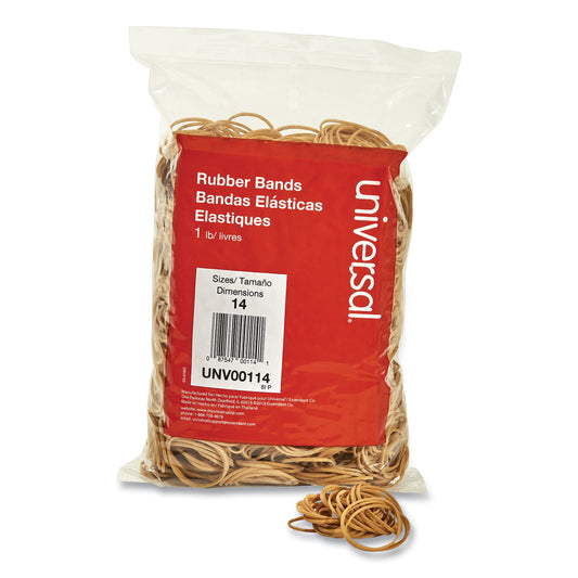 Universal Rubber Bands, Size 14, 0.04" Gauge, Beige, 1 lb Box, 2,200/Pack (00114)