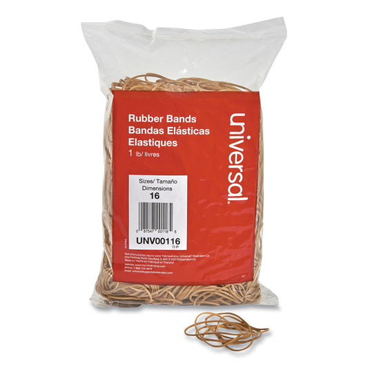 Universal Rubber Bands, Size 16, 0.04" Gauge, Beige, 1 lb Box, 1,900/Pack (00116)