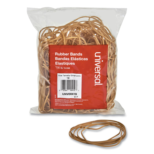 Universal Rubber Bands, Size 19, 0.04" Gauge, Beige, 4 oz Box, 310/Pack (00419)