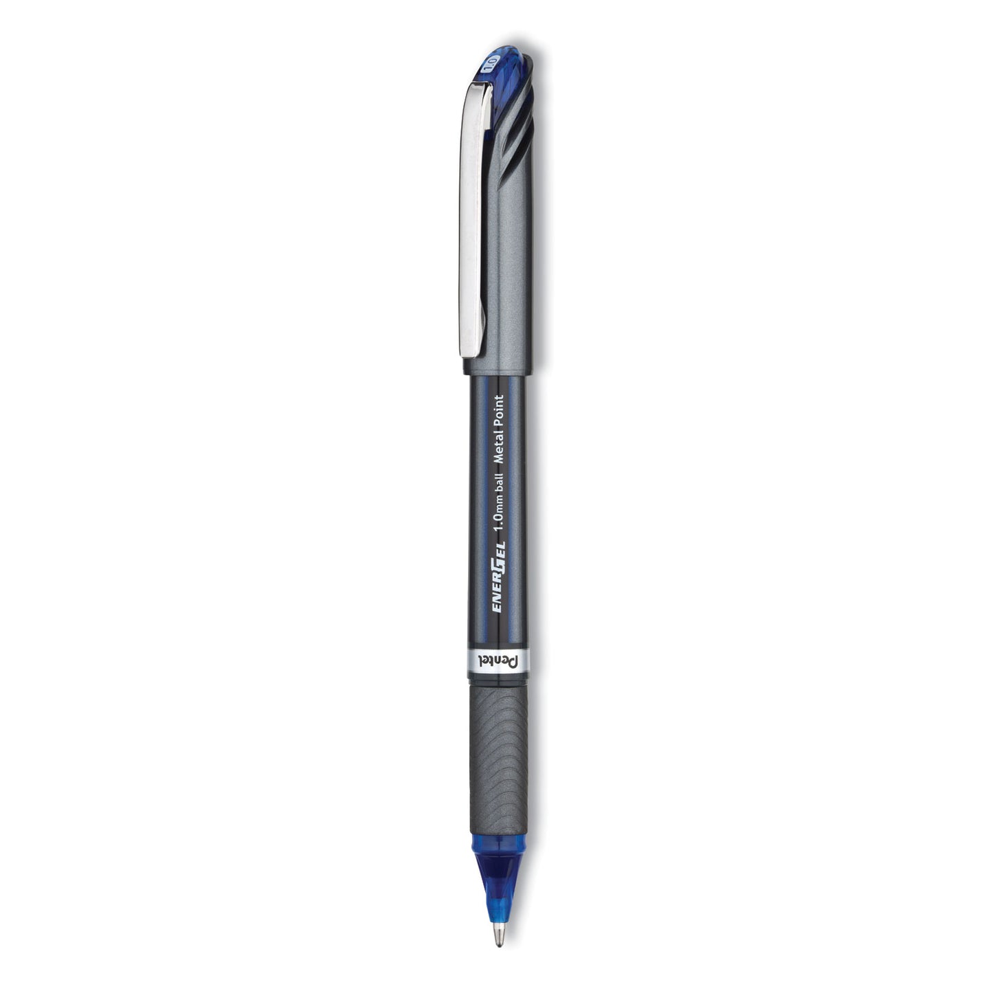 Pentel EnerGel NV Gel Pen, Stick, Bold 1 mm, Blue Ink, Gray/Blue Barrel, Dozen (BL30C)