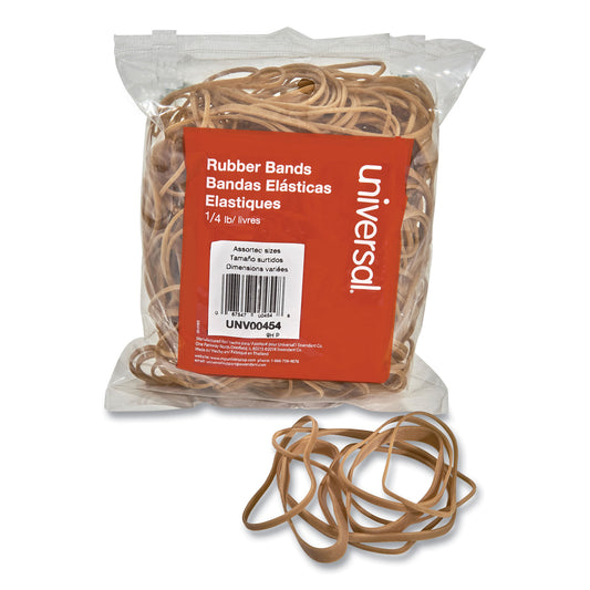 Universal Rubber Bands, Size 54 (Assorted), Assorted Gauges, Beige, 4 oz Box (00454)