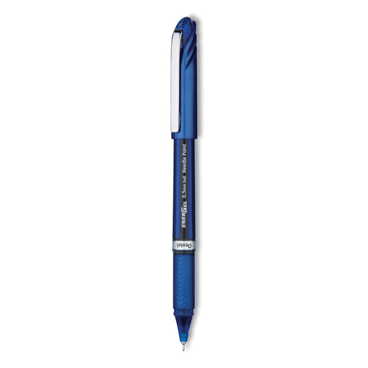 Pentel EnerGel NV Gel Pen, Stick, Fine 0.5 mm Needle Tip, Blue Ink, Blue Barrel, Dozen (BLN25C)