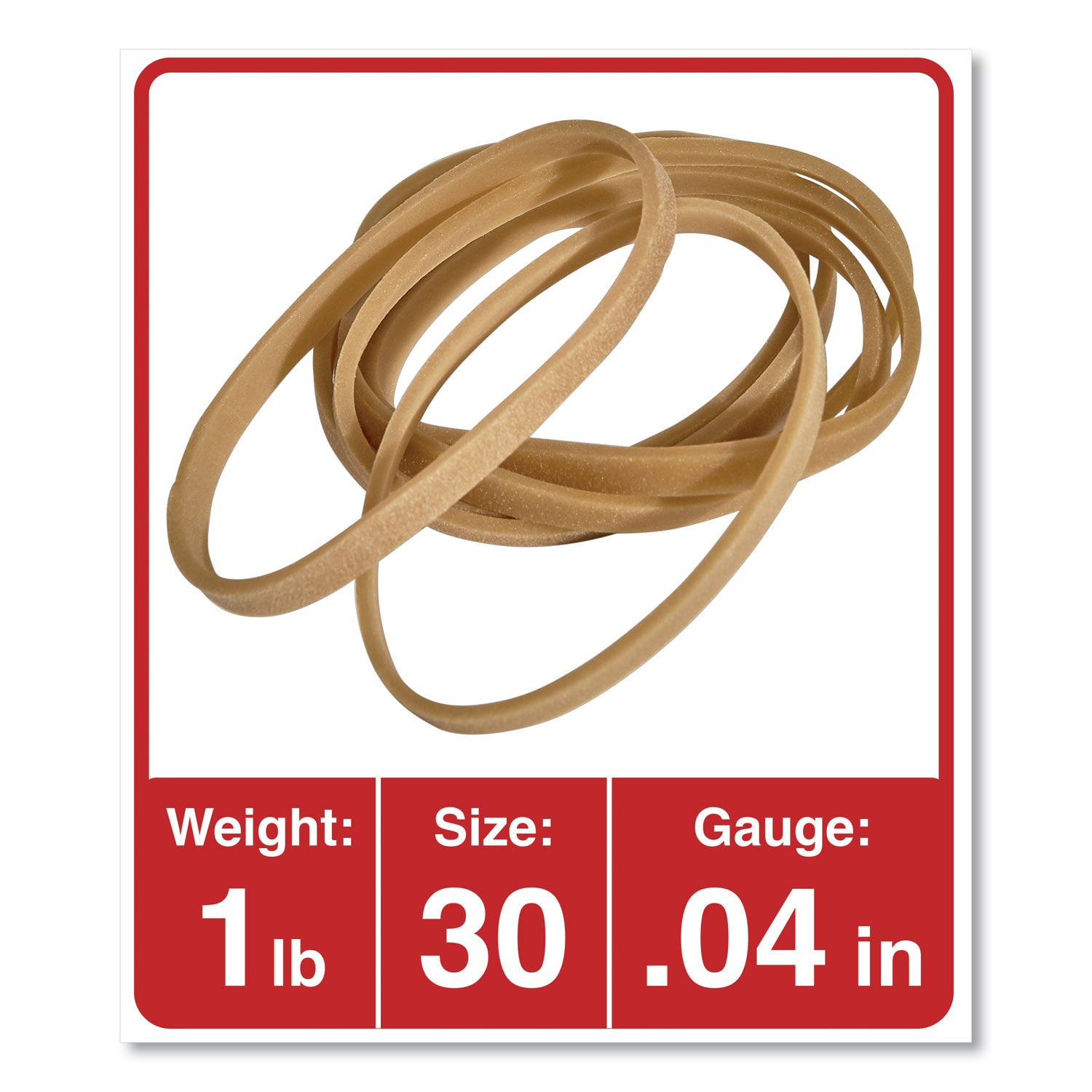 Universal Rubber Bands, Size 30, 0.04" Gauge, Beige, 1 lb Box, 1,100/Pack (00130)