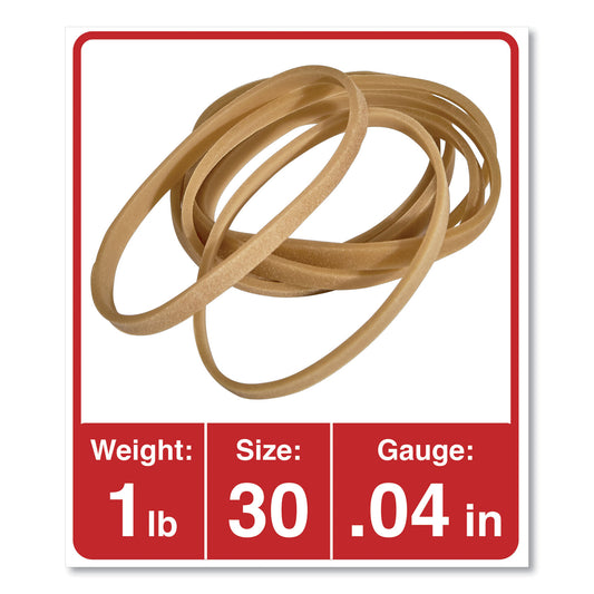 Universal Rubber Bands, Size 30, 0.04" Gauge, Beige, 1 lb Box, 1,100/Pack (00130)