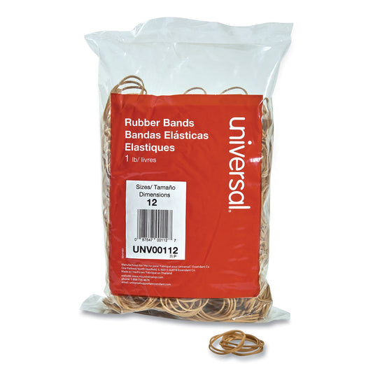 Universal Rubber Bands, Size 12, 0.04" Gauge, Beige, 1 lb Box, 2,500/Pack (00112)