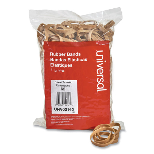 Universal Rubber Bands, Size 62, 0.04" Gauge, Beige, 1 lb Box, 490/Pack (00162)