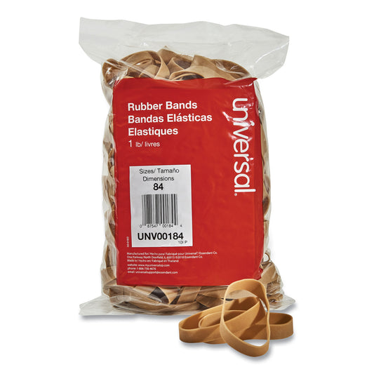 Universal Rubber Bands, Size 84, 0.04" Gauge, Beige, 1 lb Box, 155/Pack (00184)