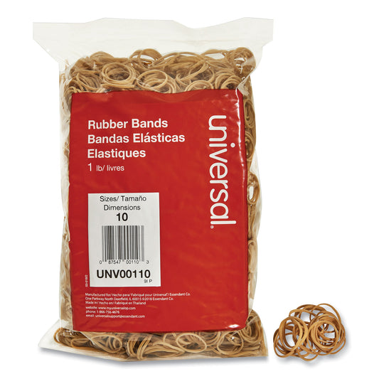 Universal Rubber Bands, Size 10, 0.04" Gauge, Beige, 1 lb Box, 3,400/Pack (00110)