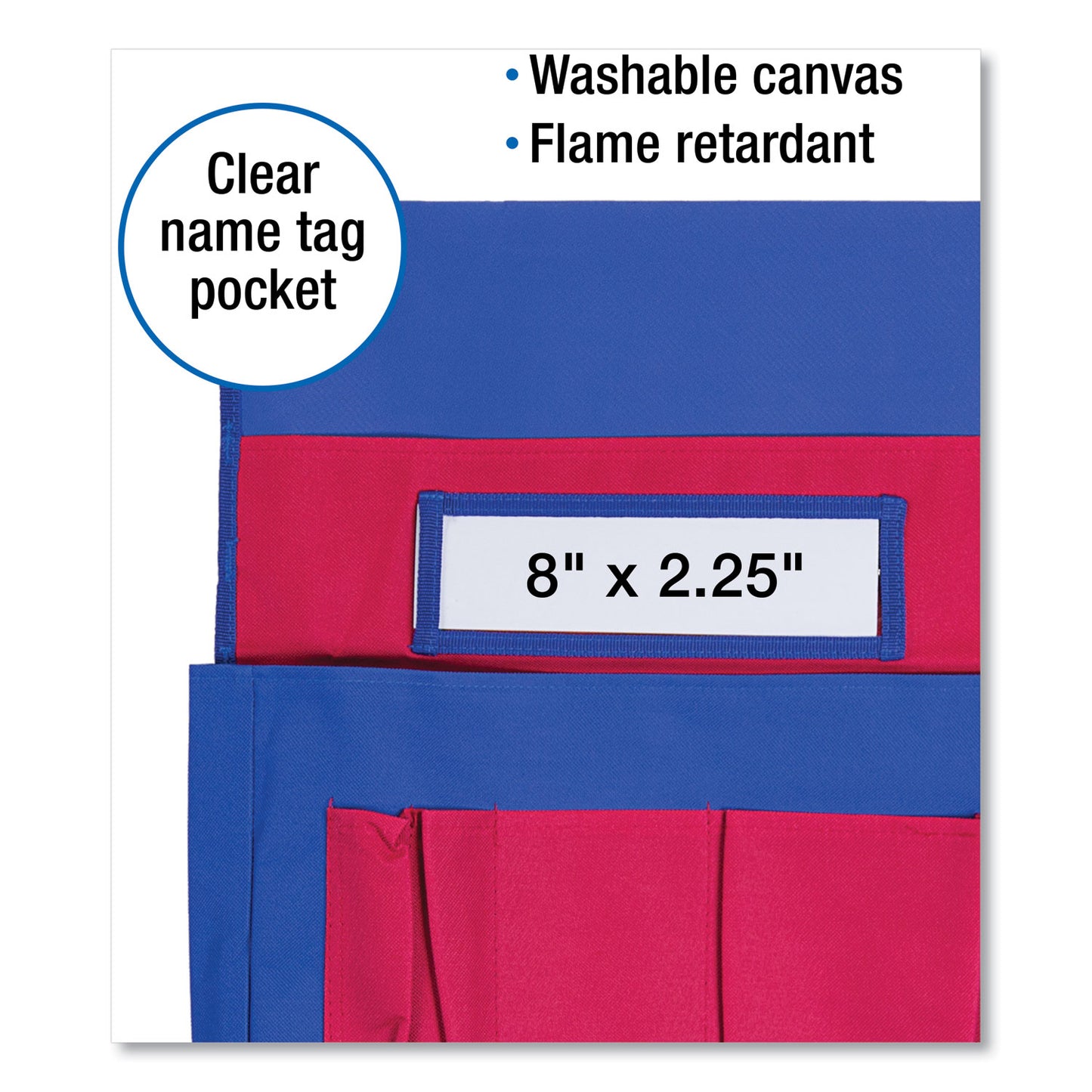 Carson-Dellosa Chairback Buddy Pocket Chart, 7 Pockets, 15 x 19, Blue/Red (CD158035)