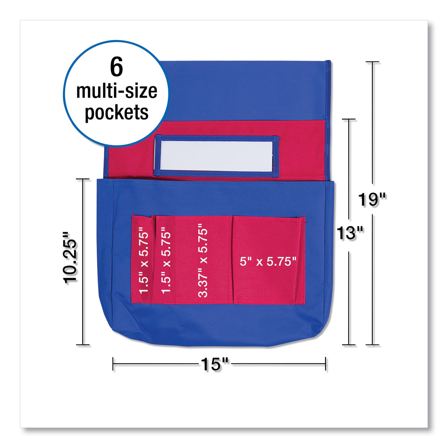 Carson-Dellosa Chairback Buddy Pocket Chart, 7 Pockets, 15 x 19, Blue/Red (CD158035)