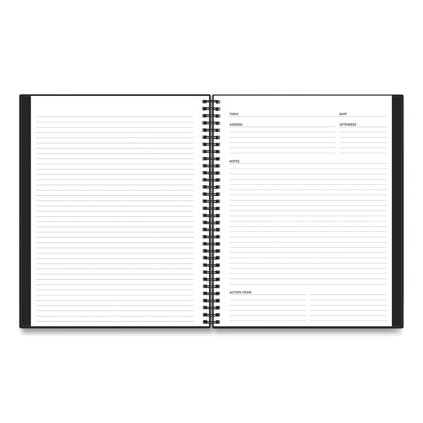 Blue Sky Aligned Business Notebook, 1-Subject, Meeting-Minutes/Notes Format with Narrow Rule, Black Cover, (78) 11 x 8.5 Sheets (121454)