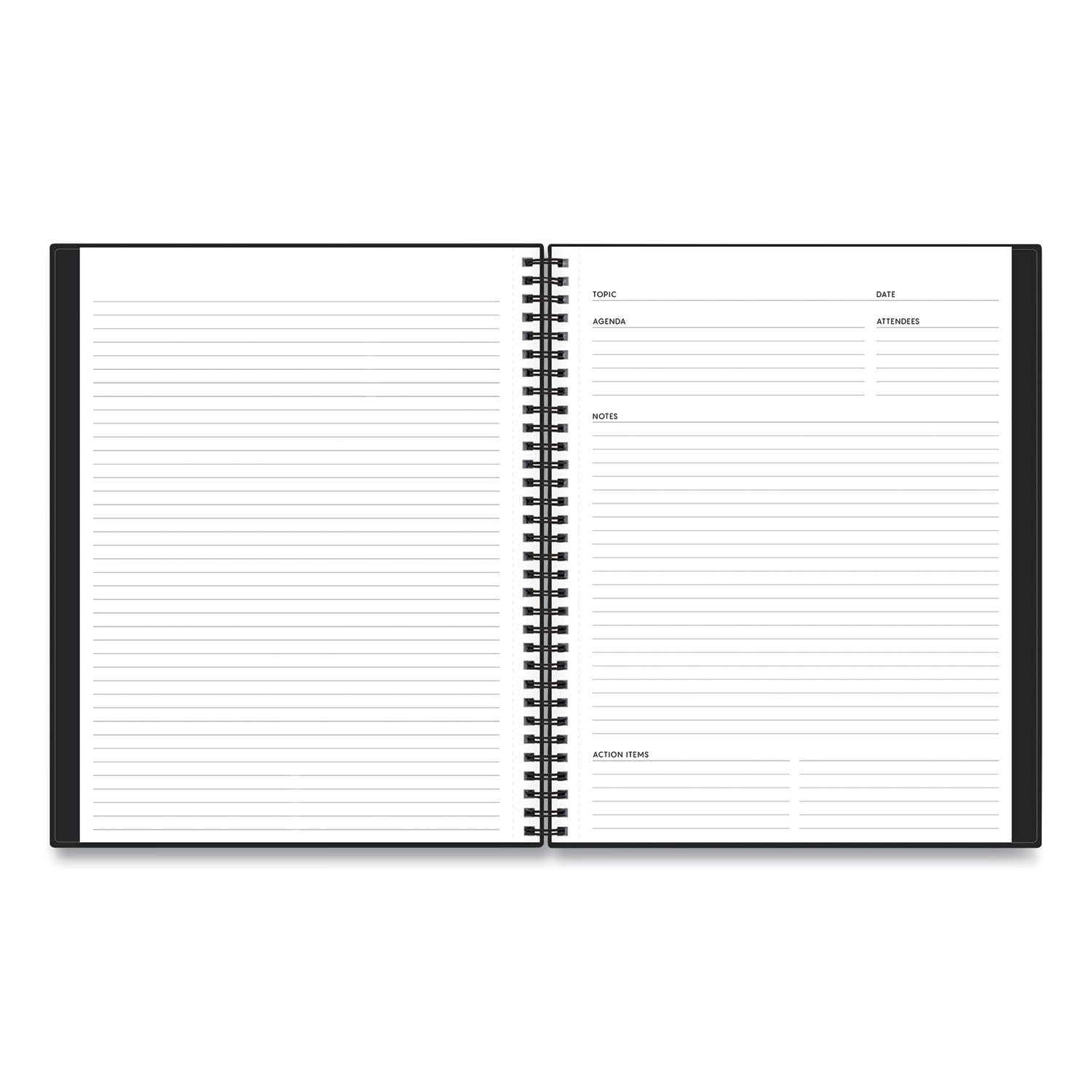 Blue Sky Aligned Business Notebook, 1-Subject, Meeting-Minutes/Notes Format with Narrow Rule, Black Cover, (78) 11 x 8.5 Sheets (121454)