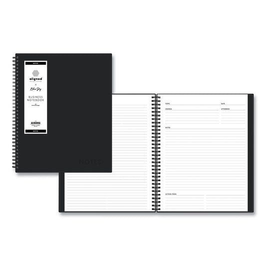 Blue Sky Aligned Business Notebook, 1-Subject, Meeting-Minutes/Notes Format with Narrow Rule, Black Cover, (78) 11 x 8.5 Sheets (121454)