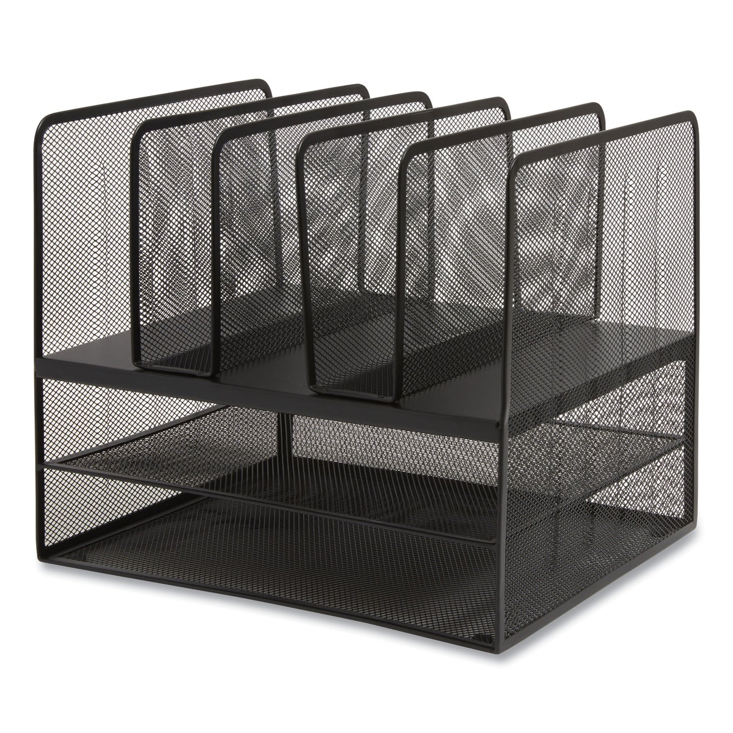 TRU RED Wire Mesh Combination Organizer, Vertical/Horizontal, 7 Sections, Letter-Size, 11.22 x 13.23 x 11.34, Matte Black (24402501)