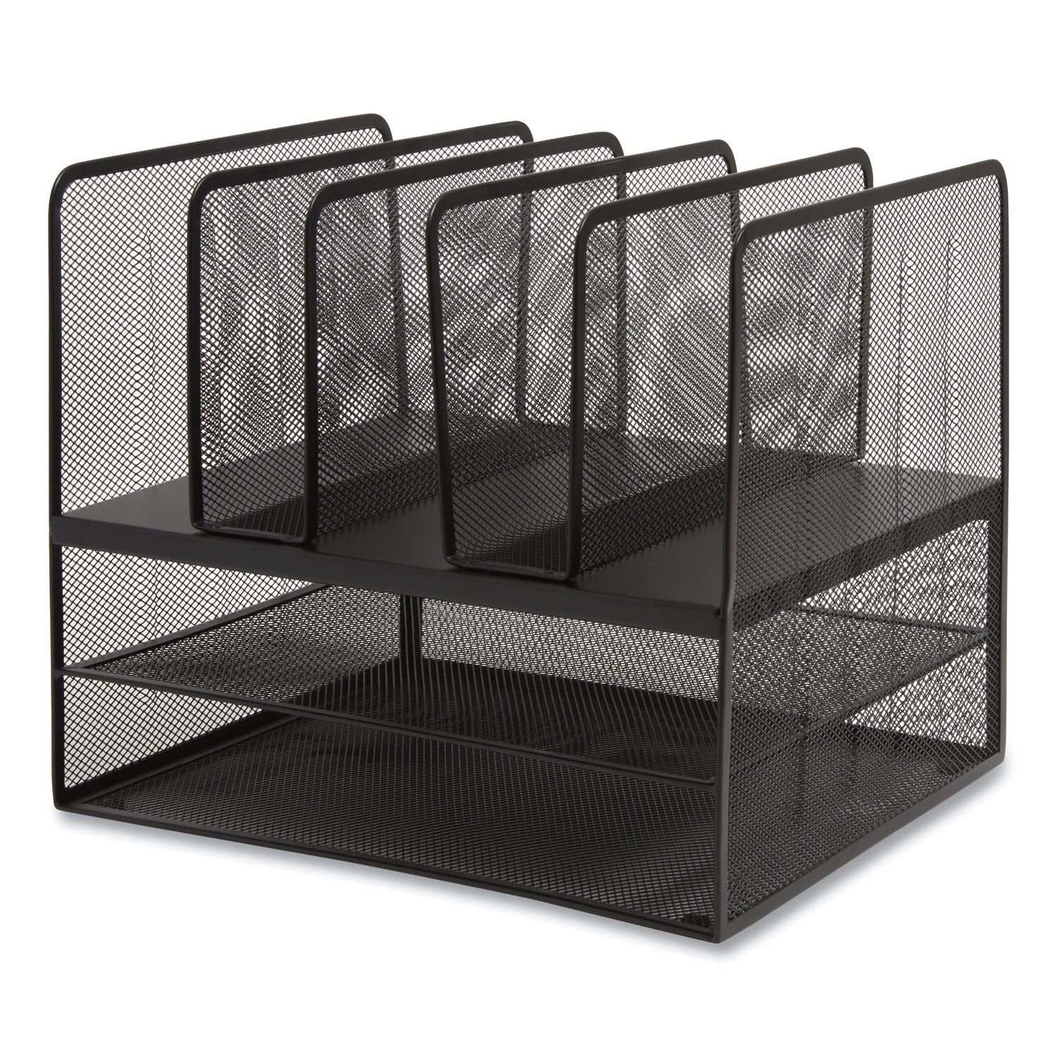 TRU RED Wire Mesh Combination Organizer, Vertical/Horizontal, 7 Sections, Letter-Size, 11.22 x 13.23 x 11.34, Matte Black (24402501)