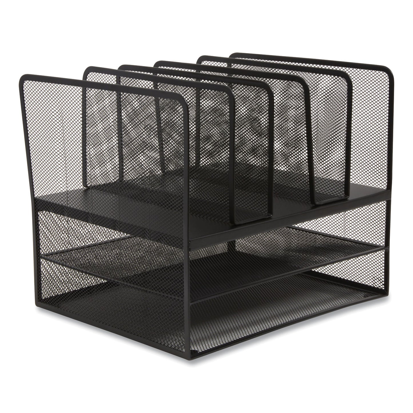TRU RED Wire Mesh Combination Organizer, Vertical/Horizontal, 7 Sections, Letter-Size, 11.22 x 13.23 x 11.34, Matte Black (24402501)