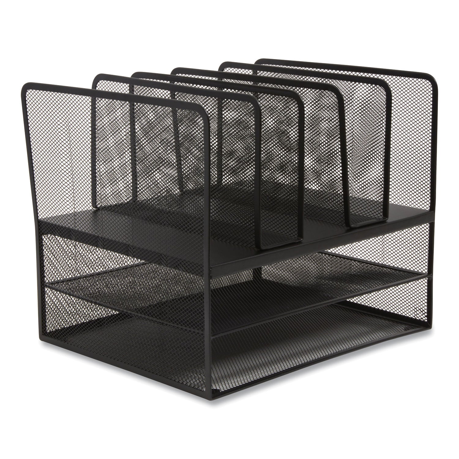 TRU RED Wire Mesh Combination Organizer, Vertical/Horizontal, 7 Sections, Letter-Size, 11.22 x 13.23 x 11.34, Matte Black (24402501)
