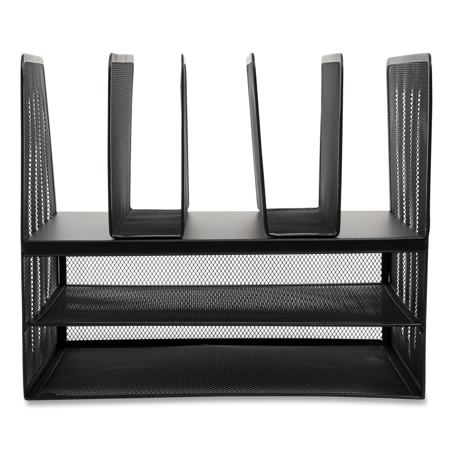 TRU RED Wire Mesh Combination Organizer, Vertical/Horizontal, 7 Sections, Letter-Size, 11.22 x 13.23 x 11.34, Matte Black (24402501)