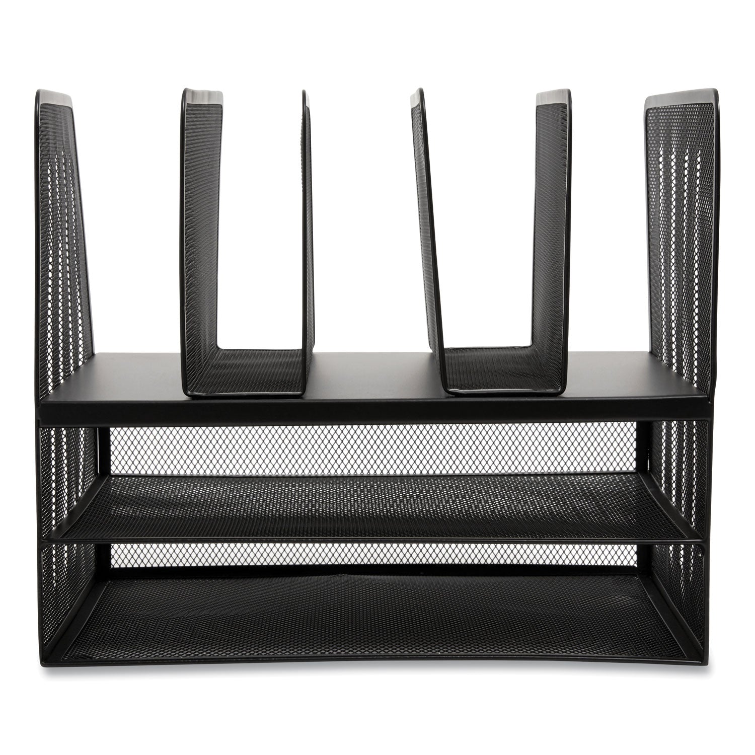 TRU RED Wire Mesh Combination Organizer, Vertical/Horizontal, 7 Sections, Letter-Size, 11.22 x 13.23 x 11.34, Matte Black (24402501)
