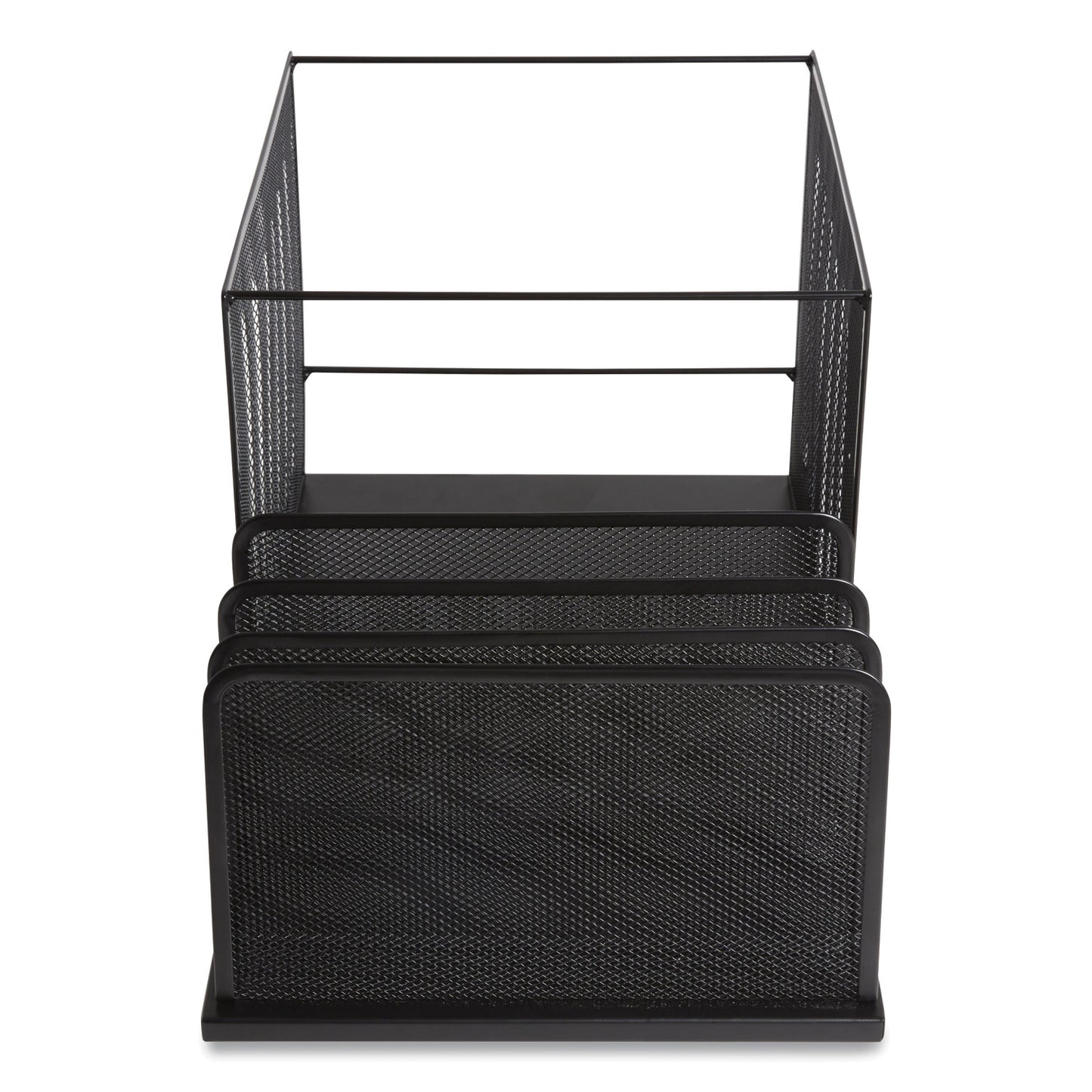 TRU RED Wire Mesh Combination Organizer, Incline Sorter/Hanging File, 4 Sections, Letter-Size, 11.81 x 20.28 x 11.81, Matte Black (24402447)