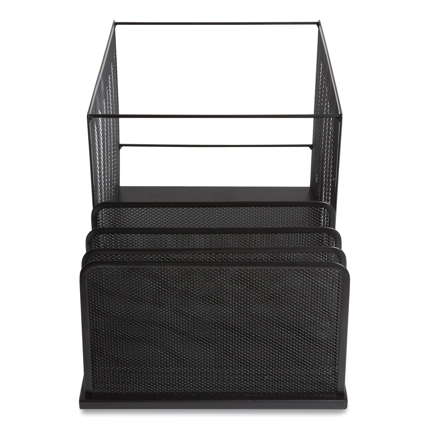 TRU RED Wire Mesh Combination Organizer, Incline Sorter/Hanging File, 4 Sections, Letter-Size, 11.81 x 20.28 x 11.81, Matte Black (24402447)