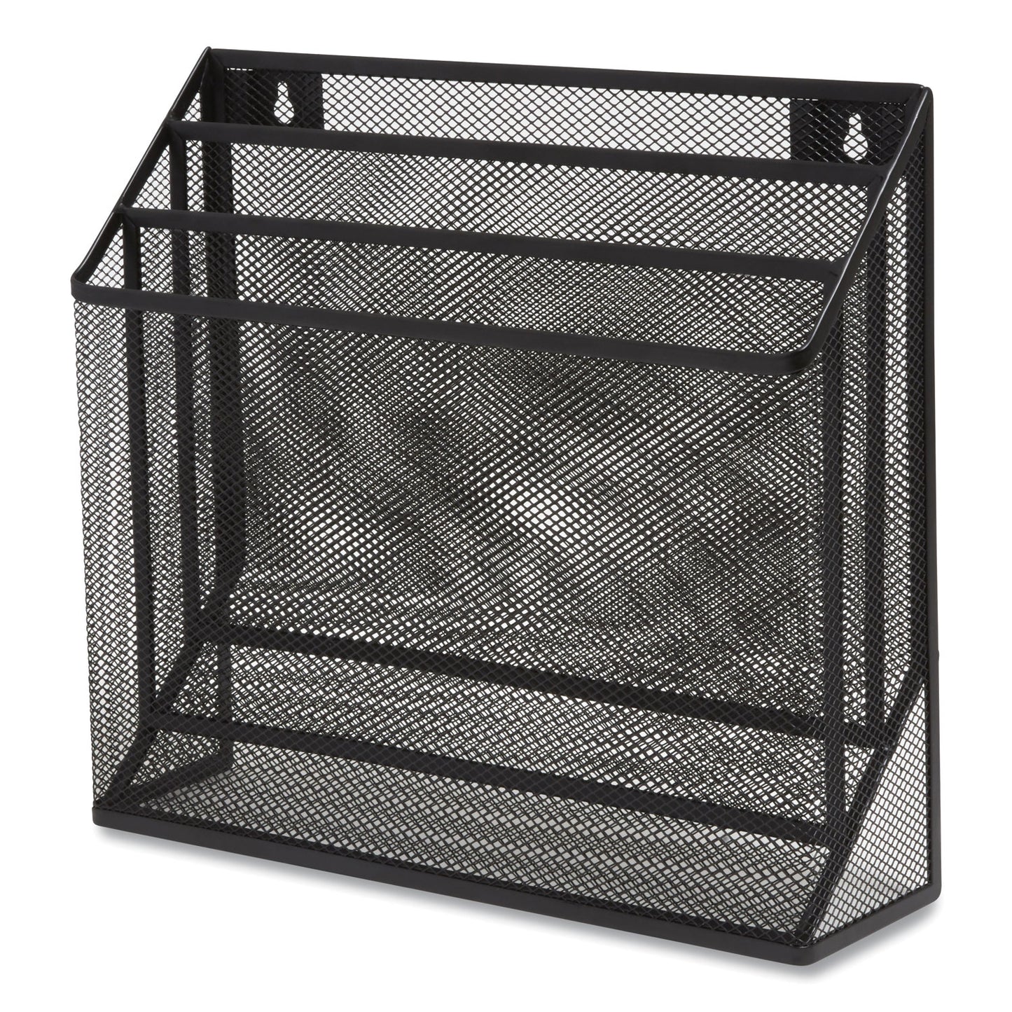 TRU RED Wire Mesh Incline Sorter, Enclosed Design, 3 Sections, Letter-Size, 13.78 x 16.61 x 12.4, Matte Black (24402448)