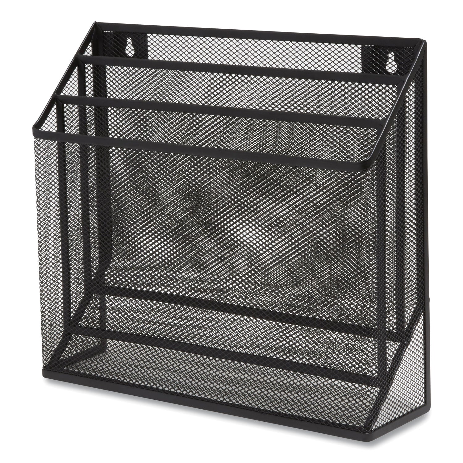TRU RED Wire Mesh Incline Sorter, Enclosed Design, 3 Sections, Letter-Size, 13.78 x 16.61 x 12.4, Matte Black (24402448)