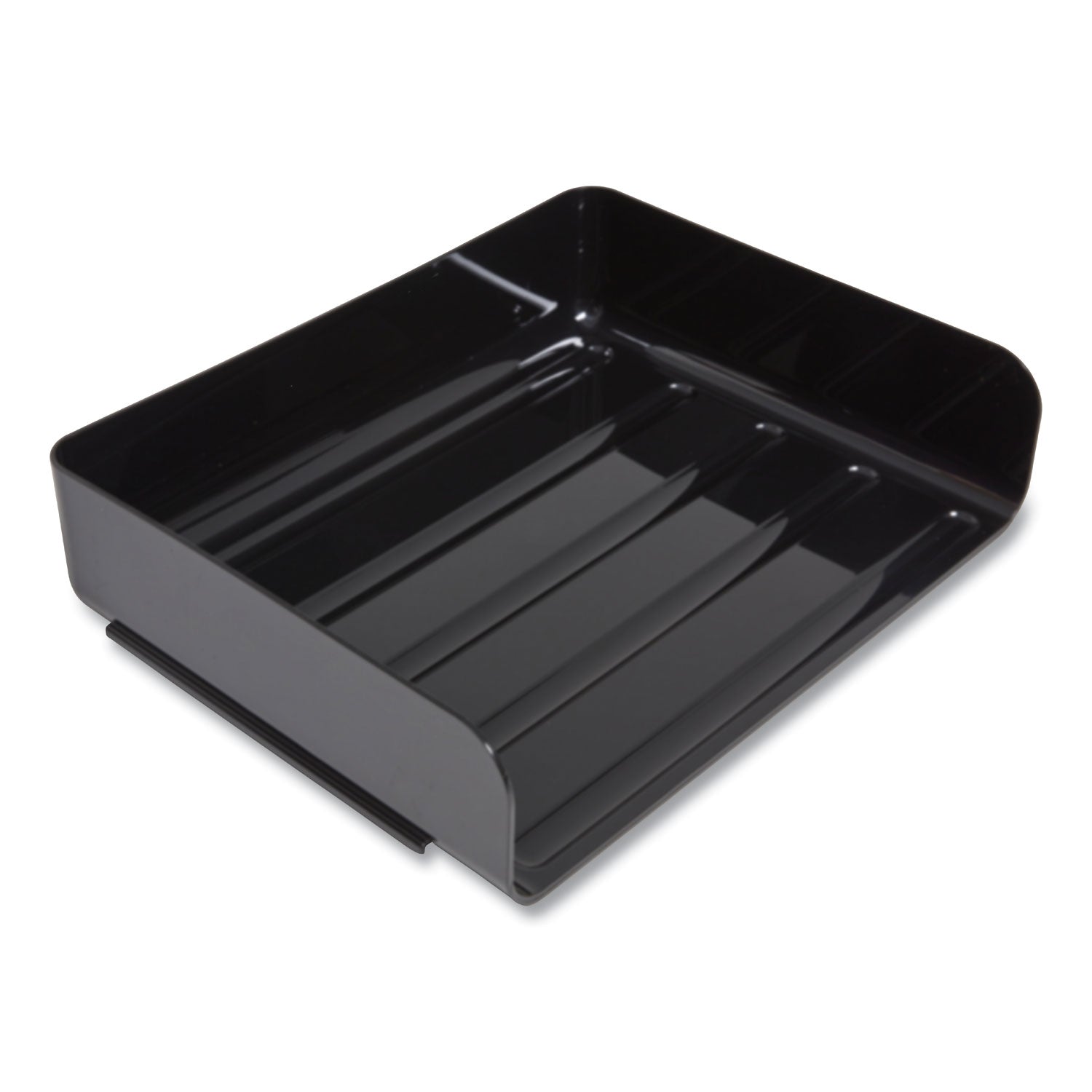 TRU RED Side-Load Stackable Plastic Document Tray, 1 Section, Letter-Size, 12.63 x 9.72 x 3.01, Black, 2/Pack (24380803)