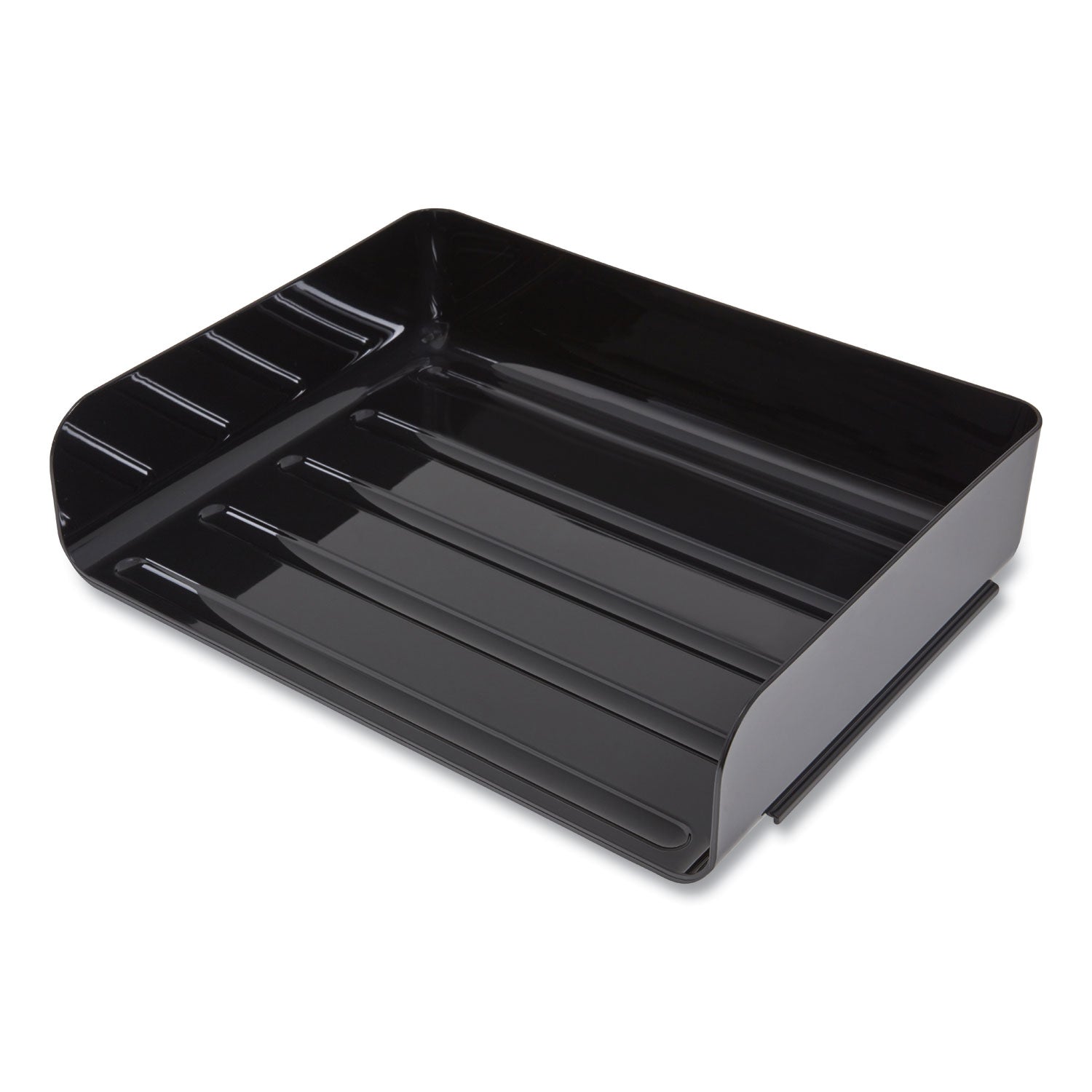 TRU RED Side-Load Stackable Plastic Document Tray, 1 Section, Letter-Size, 12.63 x 9.72 x 3.01, Black, 2/Pack (24380803)