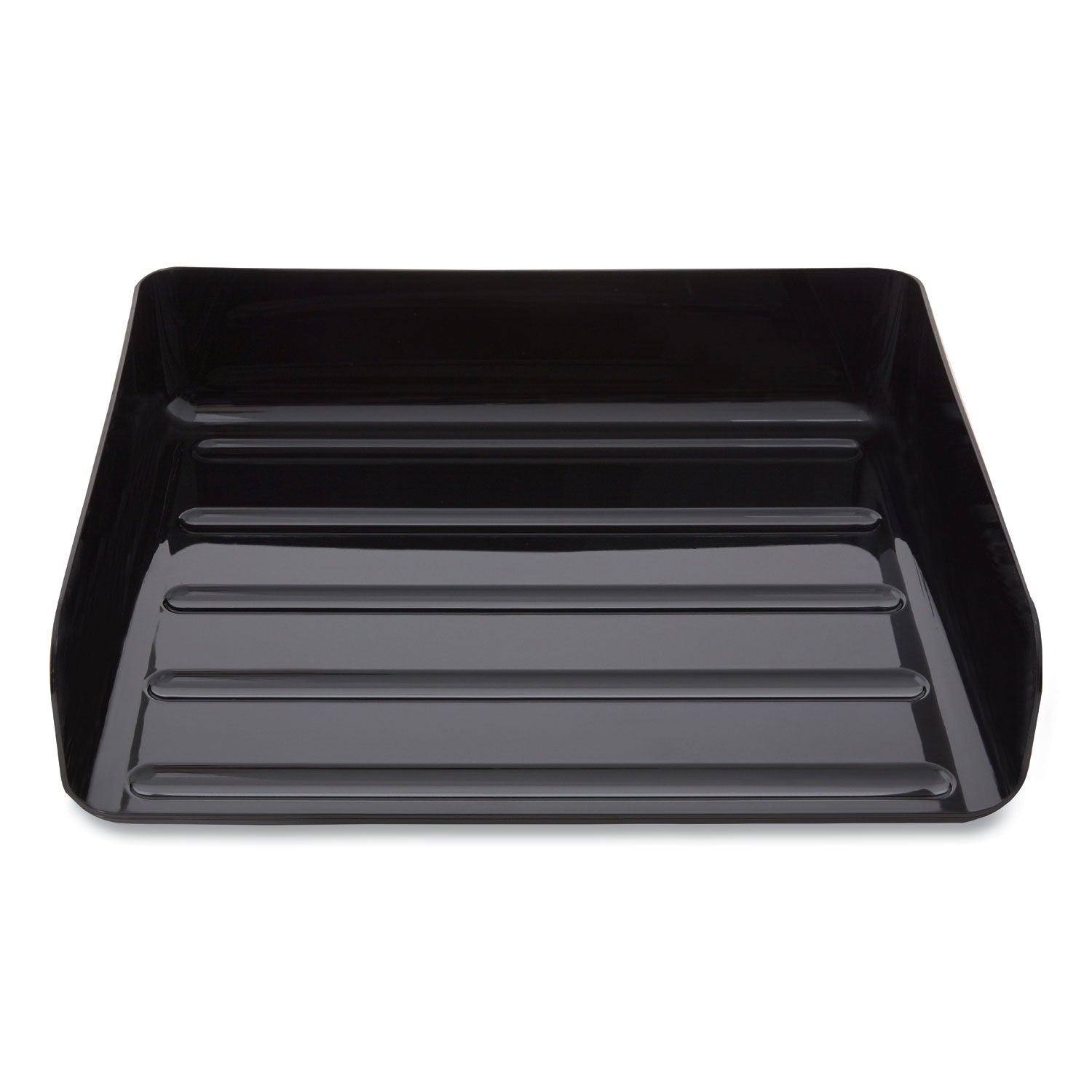 TRU RED Side-Load Stackable Plastic Document Tray, 1 Section, Letter-Size, 12.63 x 9.72 x 3.01, Black, 2/Pack (24380803)