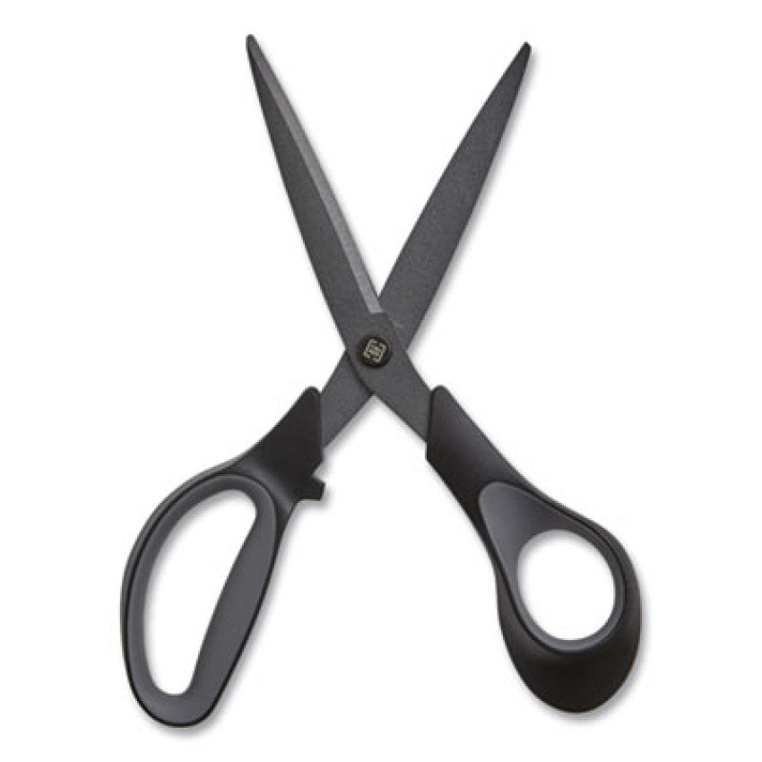 TRU RED Non-Stick Titanium-Coated Scissors, 8" Long, 3.86" Cut Length, Straight Black/Gray Handle, Charcoal Black Blades (24380515)