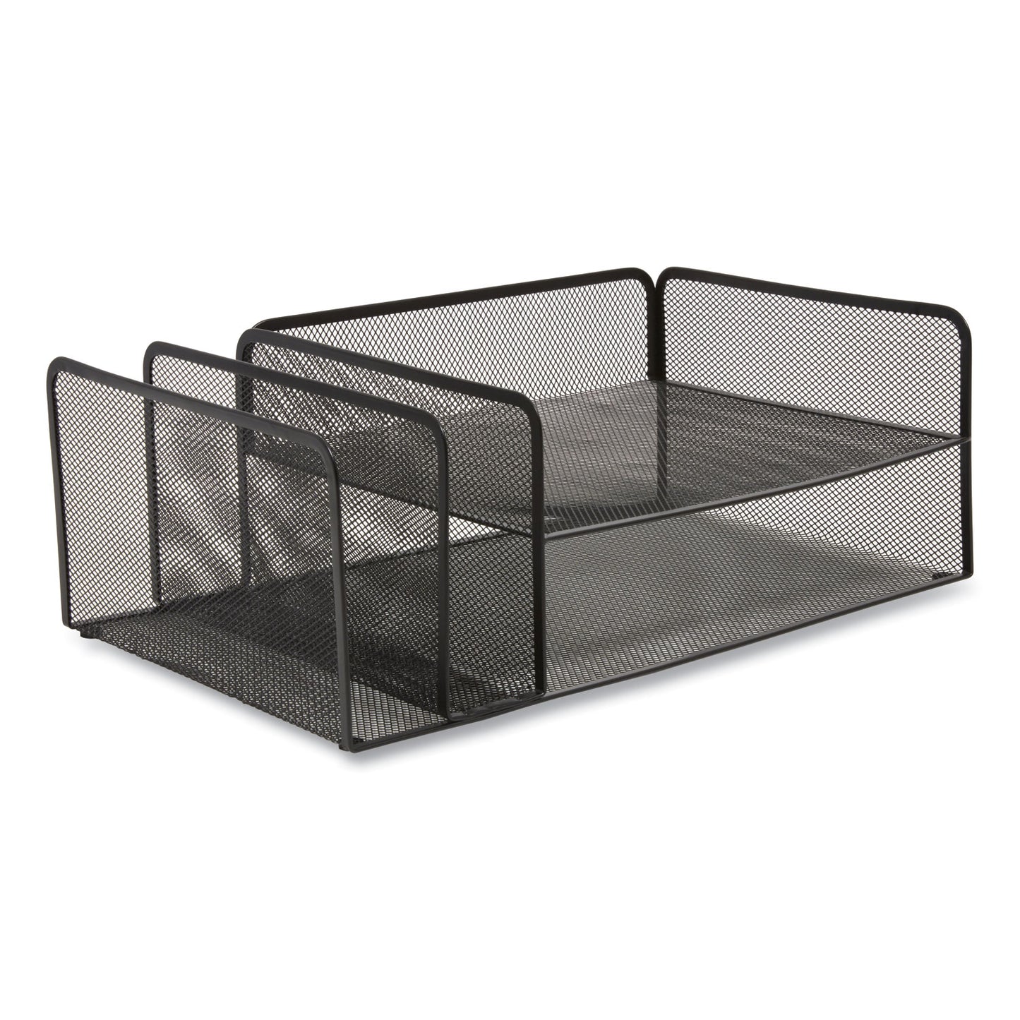 TRU RED Wire Mesh Combination Organizer, Vertical/Horizontal, 4 Sections, Letter-Size, 11.2 x 17.4 x 6.54, Matte Black (24402476)