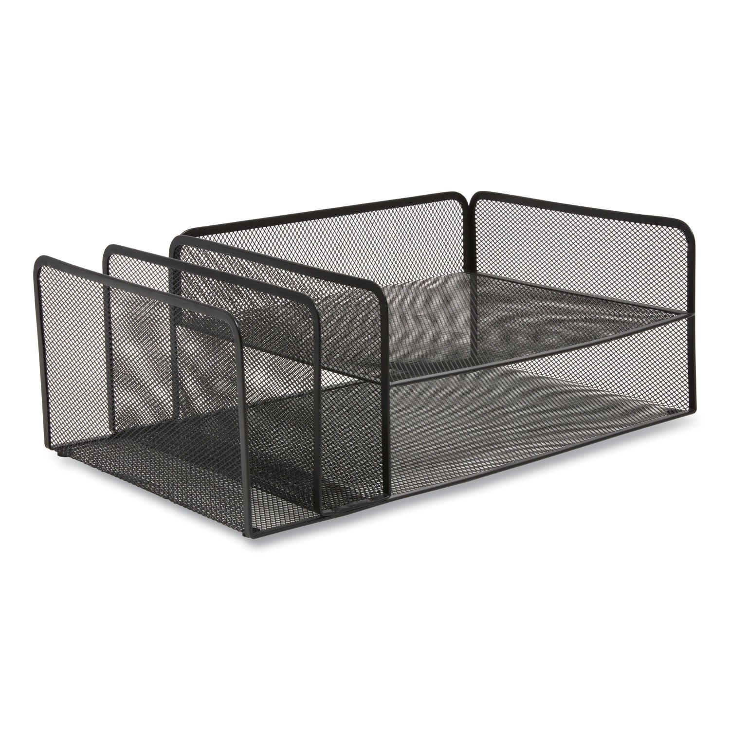 TRU RED Wire Mesh Combination Organizer, Vertical/Horizontal, 4 Sections, Letter-Size, 11.2 x 17.4 x 6.54, Matte Black (24402476)