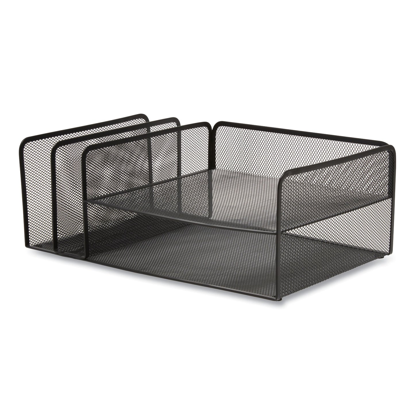 TRU RED Wire Mesh Combination Organizer, Vertical/Horizontal, 4 Sections, Letter-Size, 11.2 x 17.4 x 6.54, Matte Black (24402476)